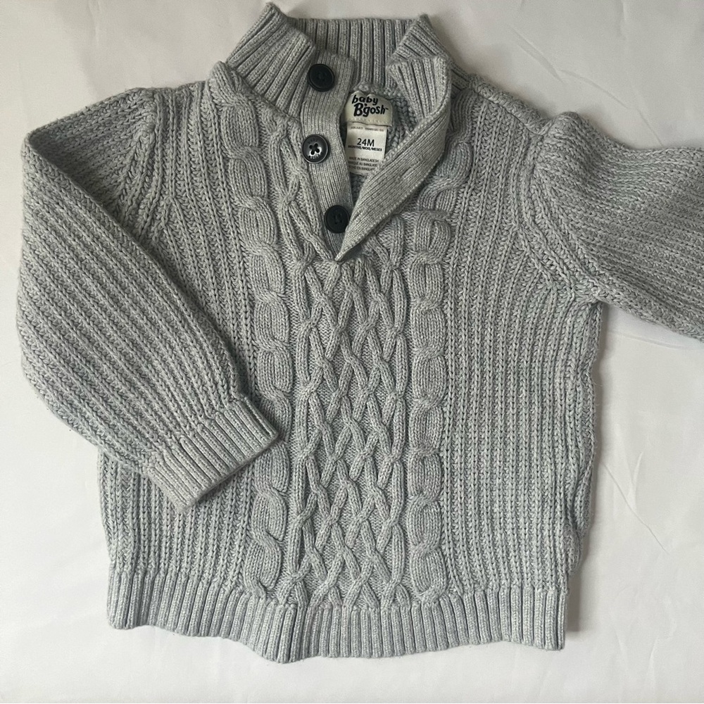 Baby‎ B’gosh Size 24M Gray Pullover Cable Knit Sweater